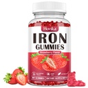Gume de fier Supliment pentru femei si barbati, copii Suplimente de fier pentru anemie cu vitamina C, B12, Folate - Blood Builder & Energy Support pentru deficit de fier - Sugar Free Strawberry Flavor, 60 Gummies