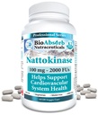 Bio Absorb Nattokinaza Supliment. Non-GMO Natto Extract Enzim. 100 mg, 2000 FUS. 60 Veggie Caps (60-zi de aprovizionare)