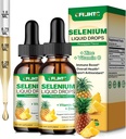 2 Pack Seleniu Picături lichide, 200mcg Seleniu lichid Supliment cu vitamina C & Zinc, Suport pentru sistemul imunitar, Antioxidant & Heart Health, Absorbție ridicată, Aroma Ananas
