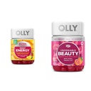 OLLY Extra Power Daily Energy Gummy, Cafeina gratuit, 1000mcg Vitamina B12, CoQ10, Goji Berry & Gummy Frumusețe de nezdruncinat, pentru păr, piele, Nails, Biotina, Vitamina C, Keratina, Supliment mestecabil