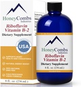 HoneyCombs Vitamina B2 Riboflavin Supliment Picături lichide - vitamina B2 de mare potențial pentru bărbați și femei - Mențineți digestia sănătoasă, sistemul nervos, păr, piele, unghii - vitamine lichide Vegan (8 Fl oz)