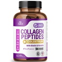 Colagen Peptides pentru femei cu Colostrum, Biotina si Keratina - Tip I, II, III, V, X - 5X Absorbtie superioara - Piele de par si unghii Vitamine - Colagen pentru femei - Colagen pastile - 60 capsule
