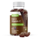 Gume de fier Viteey - Fier cu vitamina C - Energie, Suport Bood și Suplimentul anemiei pentru femei și bărbați - Vegan, Gluten gratuit - 60 Conte