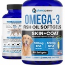 Omega 3 Ulei de pește pentru câini - ulei de somon pentru câini - Suplimentul de ulei de pește de câine poate ajuta la vărsare, alergie, Mâncărime - Suporturi piele uscată, articulații - Piele de câine și supliment de haina - 90 Pastile de ulei de pește EPA DHA