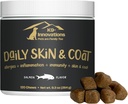 K9-Inovații - Daily Skin & Coat Dog Chews Salmon Flavor - Reduceți mancarimile & Paw Chewing, Omega 3 & VIT C pentru sanatatea pielii - 1-4 luni de aprovizionare (120qty)
