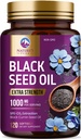 Ulei de semințe negru 1000mg - Premium Extra Putere Nigella Sativa Ulei de semințe negre - Black Seed Oil Skin, Digestive Health & Immune Support - non-GMO Antioxidant, Gluten Supliment gratuit - 120 Softgels