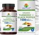 Turmeric organic Brieofood cu Pepper negru 1500mg, 45 Serviri, Vegetarian, Gluten gratuit, 90 comprimate vegetariene