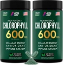Alpha Flow [2 ambalaj] Capsule de clorofilă 600mg - supliment de clorofilă pentru energie și piele - Deodorant intern pentru femei și bărbați - Alternative la picături lichide - 240 pastile Vegan