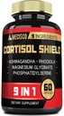 9in1 Cortisol Shield - Ashwagandha & Magneziu Glicinate, Rhodiola, Fosfatidilserină, L-Theanină, Licorice Root, St. John's Wort, Lions Mane - Minte & Mood, Suport de noapte odihnitor - 60 Capsule