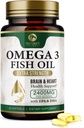 Omega 3 Pastile de ulei de pește 2400 mg - Puterea triplă Omega 3 Suplimente de ulei de pește - Cel mai bun EPA & DHA Acidi grasi pentru Brain & Heart Health Support, Omega3 Natura lui, 30 zile de aprovizionare - 60 Softgels