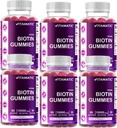 Vitamatic Biotin Gummies 10.000 mcg pentru parul mai puternic, piele & unghii - 60 Vegan Gummies - De asemenea, numit vitamina B7 (6 sticle)