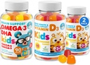 Omega 3 Gume DHA și vitamine D Gumies pentru copii și adulți - Fără ulei de pește și gluten gratuit Immune Health Plant based Fiber Chembable