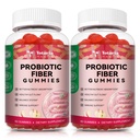 9-in-1 Gume de fibre probiotice pentru adulți și adolescenți 16G fibre per servire, Psyllium Fiber Supliment cu 5 miliarde CFU Bacillus Coagulans, Inulin, ACV pentru Digestive, Gut & Immune Wellness - 2 sticle