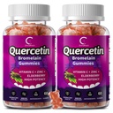 Quercetin Gummies - Quercetin cu Bromelain, Vitamina C, zinc & Elderberry, Extra Putere Sistem imunitar Booster, Lung Supliment pentru adulți Copii - 60 Querbetin Gummies (2 ambalaj)
