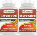 Cele mai bune Naturals 2 Packs Resveratrol Complex 500 mg 60 Capsule Veg Made with Grape Skin, Red Wine, Querbetin - Gluten Free & Non OMG - (Total 120 Capsule)