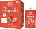 Konjac Jelly Pouch Drinkable Strawberry Flavor, 7 Calorii, Gluten Free, Zero Sugar, Keto, Colagen Peptides și vitamina C, Snacks de fructe cu conținut scăzut de grăsime sănătos, Cadouri de vacanță, 10 Packs