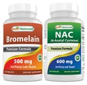 Cele mai bune naturale Bromelain 500 mg & NAC 600 mg