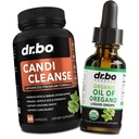 Candi Cleanse & Oregano Picături de ulei - Extra Putere Complex Probiotic Curățător & Lichid organic - Capsule naturale de acid caprilic natural din plante și ulei de picături de Oregano