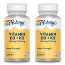 SOLARAY Vitamina D3 + K2, D & K vitamine pentru absorbţia de calciu şi suport pentru sistemul cardiovascular sănătos & Arterii, non-GMO & No Soy