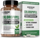 Capsule binevoitoare de clorofilă 350mg - 100% Natural + Ultra Clorofilă 20x Concentrare de potenţă pentru energie Boost, Suport Imun, Deodorant intern, Sănătatea pielii, Non-GMO, 120 capsule