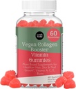 Earth & elle Vegan Colagen Booster Gummies pentru femei cu biotina si vitamine - Boosts Hair Nails and Skin Health, Anti-Aging - Delicious Sugar Free Berry Flavor - Ușor de mestecat - 60 Count