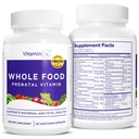 Alimente întregi Vitamine prenatale (120 capsule) Suport natural pentru sanatatea materna si fetala, Multivitamine prenatale pentru femei cu colina, B vitamine si mai mult, Vegan, Nu soia, Gluten sau lactate