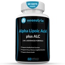 Alpha Lipoic Acid Plus Acetil L-Carnitină Antioxidant Supliment ALA ALC pentru funcţie cerebrală sănătoasă şi forţă musculară, focalizare, memorie şi funcţie cognitivă pentru femei şi bărbaţi - 60 capsule de Neonutrix
