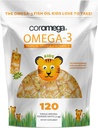 Coromega Kids Omega 3 Suplimentul de ulei de pește, 650mg de Omega-3s, Portocaliu tropical + vitamina D, 120 Pachete de serveste singur