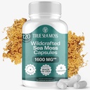 TrueSeaMoss Irish Sea Moss Capsules - 120 capsule originale (1600mg) - Prebiotic Superfood - Boosts Sistemul imunitar și digestiv - Skin sănătos, Keto dezintoxicare, gută, suport comun