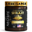 Organic Himalayan Shilajit Resin cu acid fuzelian, acid humidic, 85+ Minerale- Gold Grad Plus - 100g, 1000 mg Per Serving - Energie, Rezistenta, Brain Support - Made in the USA