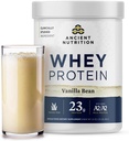 Nutritie antica Iarba Fed Whey Proteina, Vanilla Bean, 23g Proteina, 20 Serviri, Hidrolized Colagen Peptide, Organic Regenerative A2/A2 Proteina de lapte