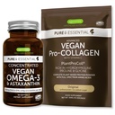 Pure & Essential Vegan Colagen Peptide Pudră de proteine & Vegan Omega 3 Bundle, Colagen complet Boosing Formula & Sustainable Algae Oil 1340mg, de Igennus