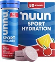 Nuun Sport Electrolit Tablete cu magneziu, calciu, potasiu, clorură & sodiu, gluten Free & Vegan, Punch de fructe, 8 Pachet (80 Servings Total)