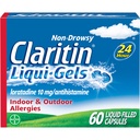 Claritin Liqui-Gels 24 Ore Ajutor pentru alergii, Medicină de Alergie Non-Drowsy, Loratadină Capsule antihistaminice, 60 Număr