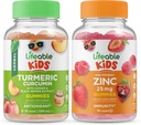 Curcumin Turmeric Lifeable Copii + Zinc 25mg Copii, Gume Bundle - mare Tasting, Supliment de vitamine, Gluten gratuit, OMG gratuit, Gummy mestecat