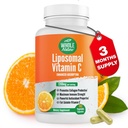 Suplimentele de vitamina C lipozomal 1200 mg - capsule de înaltă absorbţie 180 Vegane Solubilitate grasă VIT C, Sistem imunitar cu concentraţie maximă şi Booster de coligen, lecitină de floarea-soarelui