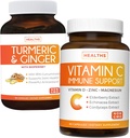 Bundle of Vitamin C Immune Support & Turmeric Curcumin - Suport zilnic: Imun + Joint Health - Immune Support - Vitamina C cu zinc (Non-GMO) și Curcumin Turmeric - Black Pepper Extract (Non-GMO)
