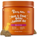 Zesty Paws Salmon Oil for Dogs Skin and Coat, Omega 3 Fish Oil Chews, Dog Alergy Relief Chews, Itch Relief Supplement, 90 Count, Salmon Flavor