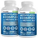 Complex B metilat cu metilfolat și B12 metilcobalamină 1000 mcg - Multivitamine metilate pentru energie, funcția creierului și Wellness - Complex vitamina B pentru bărbați și femei (180 Servings, Pachet de 2)