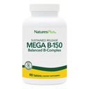 Naturas Plus Complex Mega B-150 - 90 comprimate vegetariene de eliberare susţinute - Potenta maxima B Complex Supliment de vitamine -Gluten gratuit - 90 Serviri