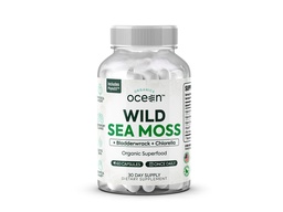 Organics Ocean Wild Sea Moss Capsule - 100% Organic Irish Sea Moss cu Chlorella organică, Bladderwrack și vitamina D pentru energie, Lung Sănătate și sprijin tiroidian pentru femei și bărbați - 60 capsule