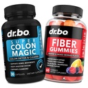 DR. BO Fiber Gummies & Colon Curățați Suplimente - Gummy Gummy Prebiotic Fiber Supliment - Super Colon Magic Mișcarea Bowel Suport pentru curățarea stomacului
