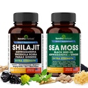 Silajit Sea Moss Ashwagandha Combo Bundle - Black Seed Oil, Turmeric, Rhodiola Rosea, Panax, Ginseng Supliment 