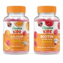 Biotina de viață Copii + Calciu cu vitamina D Copii, Gume Bundle - mare Tasting, Suplimentul de vitamine, Gluten gratuit, OMG gratuit, Guma de mestecat