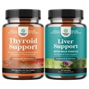 Bundle of Herbal tiroidy Support Complex with L Tyrosine Bladderwrack Selenium Pure Ashwagandha and Liver Cleanse Detox & Reparation - Milk Thistle with Dandelion Root Choline Beetroot & Anghinare Extract