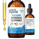 Suport suprarenal sălbatic și organic Tinctură pentru Outlook pozitiv - Complex suprarenal cu Ashwagandha, Rhodiola Rosea Root - 1-Month Supply - Vegan, No Sugar & Alcool - 2 fl oz