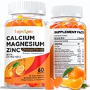 Calciu Magneziu Gummies de zinc pentru adulți: Organic 1000 mg de calciu Citrat de magneziu Supliment cu D3 B12 - Sugar gratuit supliment de înaltă absorbție pentru femei (60 Conte (Pachet de 2))
