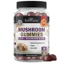 Gume de ciuperci pentru adulți - 10-in-1 supliment de ciuperci funcționale pentru Mood și Focus cu Lions Mane Turcia Coarde Cordyceps Shiitake Reishi - Vegan, non-GMO, aroma de zmeură proaspătă, 60 Conte