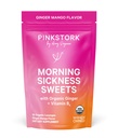 Pink Stork Morning Sweets, Organic Mango Ginger Candy cu vitamina B6 pentru boala de dimineata, Motion Sickness, Prenatal Heartburn - Sarcina trebuie să aibă - 30 picături înfășurate