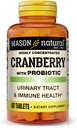 MASON NATURAL Cranberry with Probiotic, 2 Month Supply, Highly Concentrated, Supports Normal Immune Health & Urinary System, 60 Tablets